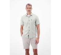 Kurzarmhemd LERROS, Herren, Gr. 3XL, N-Gr, broken weiß, Web, Obermaterial: 100% Baumwolle, bestickt, gestreift, normal hüftbedeckend, Rundhals, Hemden, gestreift, mit Knopfleiste (41707560-XXXL) broke