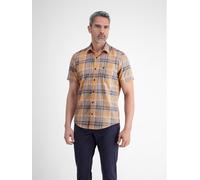 Kurzarmhemd LERROS, Herren, Gr. 3XL, N-Gr, pale papaya, Web, Obermaterial: 60% Baumwolle, 40% Polyester, kariert, regular fit Po-bedeckend, Hemden, mit Logo Stickerei (84106656-XXXL) pale papaya