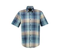 Kurzarmhemd LERROS, Herren, Gr. 3XL, N-Gr, vivid rot, Web, Obermaterial: 71% Baumwolle, 29% Leinen, gemustert, regular fit normal, ohne Ausschnitt, gerader Abschluss, Hemden, mit Logo Stickerei (16499