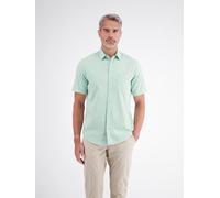Kurzarmhemd LERROS, Herren, Gr. L, N-Gr, mint water, Web, Obermaterial: 80% Baumwolle, 20% Leinen, unifarben, regular fit normal, ohne Ausschnitt, gerader Abschluss, Hemden, mit Logo Stickerei (962124