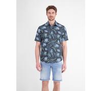 Kurzarmhemd LERROS, Herren, Gr. M, N-Gr, bunt (classic navy), Web, Obermaterial: 60% Polyester, 40% Baumwolle, bedruckt, regular fit normal, abgesteppte Kante, Hemden, Kurzarm, aus Polyester und Baumw