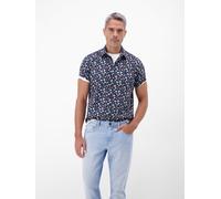 Kurzarmhemd LERROS, Herren, Gr. S, N-Gr, classic navy, Web, Obermaterial: 100% Baumwolle, gemustert, normal hüftbedeckend, Rundhals, Hemden Kurzarmhemd, mit Allover-Minimal-Print (82345711-S)