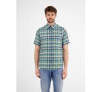 Kurzarmhemd LERROS, Herren, Gr. XL, N-Gr, grün (sage grün), Web, Obermaterial: 100% Baumwolle, kariert, regular fit taillenbedeckt, gerader Abschluss, Hemden Kurzarmhemd, mit Karo Muster (89028914-XL)