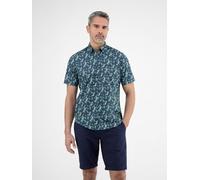Kurzarmhemd LERROS "Herren Halbarmhemd, floral bedruckt", Herren, Gr. M, Normalgrößen, blau (crispy blau), 100% Baumwolle, Hemden (55661400-M) crispy blau