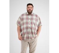 Kurzarmhemd LERROS "Kariertes Halbarmhemd in Großen Größen", Herren, Gr. 6XL, extraweit, earth rot, 60% Polyester, 40% Baumwolle, Hemden Kurzarmhemd (30325266-6XL)