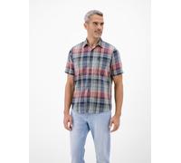 LERROS Kariertes Kurzarmhemd aus Baumwolle und Leinen - Vivid Red L