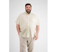 Kurzarmhemd LERROS "Kariertes Seersucker-Kurzarmhemd in Großen Größen 3XL bis 6XL", Herren, Gr. 6XL, extraweit, weiß, 100% Baumwolle, Hemden (29464554-6XL) weiß