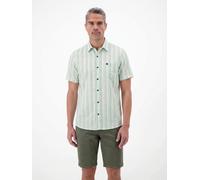 Kurzarmhemd LERROS "Kurzarmhemd gestreift und atmungsaktiv", Herren, Gr. XXL, Normalgrößen, mint water, 60% Polyester, 40% Baumwolle, Hemden (31779351-XXL) mint water