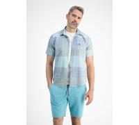 Kurzarmhemd LERROS "Kurzarmhemd *Slub Karo*", Herren, Gr. M, Normalgrößen, blau (tinted aqua), 100% Baumwolle, Hemden Kurzarmhemd (49216126-M)