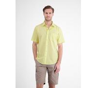 Kurzarmhemd LERROS "Lässiges Kurzarmhemd aus Baumwolle mit Streifenstruktur", Herren, Gr. 3XL, Normalgrößen, lemon water, 100% Baumwolle, Hemden (72021603-XXXL) lemon water