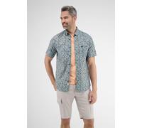 Kurzarmhemd LERROS "LERROS Halbarmhemd mit floralem Print", Herren, Gr. S, blau (tinted aqua), 100% Baumwolle, Hemden (53362102-S) tinted aqua