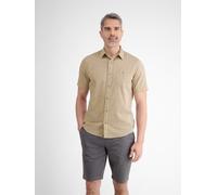 Kurzarmhemd LERROS "LERROS Halbarmhemd mit Leinenanteil, unifarben", Herren, Gr. S, Normalgrößen, beige (light dune beige), 80% Baumwolle, 20% Leinen, Hemden (84950913-S) light dune beige