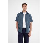 Kurzarmhemd LERROS "LERROS Halbarmhemd mit Leinenanteil, unifarben", Herren, Gr. S, Normalgrößen, blau (classic navy), 80% Baumwolle, 20% Leinen, Hemden (88534905-S) classic navy