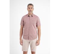 Kurzarmhemd LERROS "LERROS Halbarmhemd mit Leinenanteil, unifarben", Herren, Gr. XL, Normalgrößen, rot (earth rot), 80% Baumwolle, 20% Leinen, Hemden (93818452-XL) earth rot