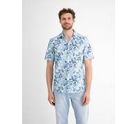 Kurzarmhemd LERROS "LERROS Herren Halbarmhemd mit grafischem Druck", Herren, Gr. L, Normalgrößen, blau (cobalt blau), 97% Baumwolle, 3% Elasthan, Hemden Kurzarmhemd (32668000-L)