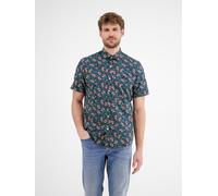 Kurzarmhemd LERROS "LERROS Herren Poplin-Stretchhemd, floral gemustert", Herren, Gr. M, Normalgrößen, earth rot, 97% Baumwolle, 3% Elasthan, Hemden (40953824-M) earth rot