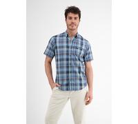 Kurzarmhemd LERROS "LERROS Kariertes Halbarmhemd, Baumwoll-Leinen-Mix", Herren, Gr. L, Normalgrößen, blau (classic navy), 71%Baumwolle, 29%Linen, Hemden (13336220-L) classic navy