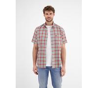Kurzarmhemd LERROS "LERROS Kariertes Halbarmhemd für Herren", Herren, Gr. S, Normalgrößen, rot (earth rot), 100% Baumwolle, Hemden (56134725-S) earth rot