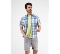 Kurzarmhemd LERROS "LERROS Kariertes Halbarmhemd", Herren, Gr. S, blau (tinted aqua), 100% Baumwolle, Hemden (93307061-S) tinted aqua