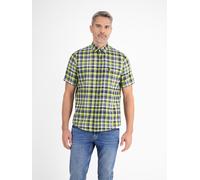 Kurzarmhemd LERROS "LERROS Kariertes Halbarmhemd in Strukturqualität", Herren, Gr. XXL, Normalgrößen, gelb (faded gelb), 100% Baumwolle, Hemden Kurzarmhemd (14193069-XXL)