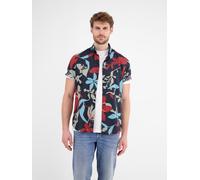 Kurzarmhemd LERROS "LERROS Sommerhemd in Hawaiian-Style", Herren, Gr. XXL, Normalgrößen, blau (classic navy), 80% Baumwolle, 20% Leinen, Kurzarm, Hemden (26587414-XXL) classic navy
