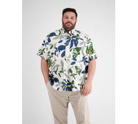 Kurzarmhemd LERROS "LERROS Sommerliches Baumwoll-Leinenhemd in Übergrößen", Herren, Gr. 3XL, extraweit, weiß, 80% Baumwolle, 20% Leinen, Hemden (75843010-XXXL) weiß