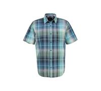 Kurzarmhemd LERROS "LERROS Sommerliches Karohemd in Übergrößen", Damen, Gr. 3XL, extraweit, coastal blau, 71% Baumwolle, 29% Leinen, Hemden Kurzarmhemd (34354009-XXXL)