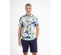 Kurzarmhemd LERROS "LERROS Sommerhemd in Hawaiian-Style", Herren, Gr. XXXL, Normalgrößen, weiß, 80% Baumwolle, 20% Leinen, Kurzarm, Hemden (42270922-XXXL) weiß
