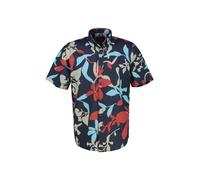 Kurzarmhemd LERROS "Sommerliches Baumwoll-Leinenhemd in Übergrößen", Herren, Gr. 3XL, extraweit, blau (classic navy), 80% Baumwolle, 20% Leinen, Hemden (17348304-XXXL) classic navy