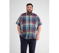 Kurzarmhemd LERROS "Sommerliches Karohemd in Übergrößen", Herren, Gr. 4XL, extraweit, earth rot, 71% Baumwolle, 29% Leinen, Hemden (46079608-4XL) earth rot