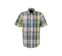 Kurzarmhemd LERROS "Sommerliches Karohemd in Übergrößen", Herren, Gr. 4XL, extraweit, gelb (faded gelb), 71% Baumwolle, 29% Leinen, Hemden (35213852-4XL) faded gelb