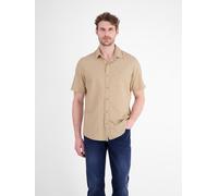 Kurzarmhemd LERROS "Stylishes Kurzarmhemd mit raffinierter Rautenstruktur", Herren, Gr. 3XL, Normalgrößen, beige (gravel beige), 60% Baumwolle, 40% Viskose, Hemden (38443469-XXXL) gravel beige