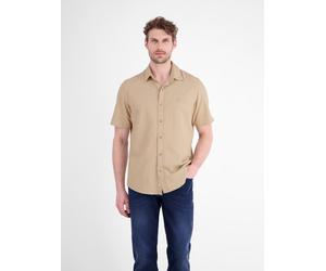 Kurzarmhemd LERROS "Stylishes Kurzarmhemd mit raffinierter Rautenstruktur", Herren, Gr. L, Normalgrößen, beige (gravel beige), 60% Baumwolle, 40% Viskose, Hemden (38443469-L) gravel beige