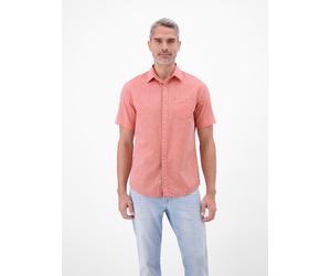 Kurzarmhemd LERROS "Unifarbenes Kurzarmhemd in Strukturqualität", Herren, Gr. S, Normalgrößen, vivid rot, 80% Baumwolle, 20% Leinen, Hemden (75138234-S) vivid rot
