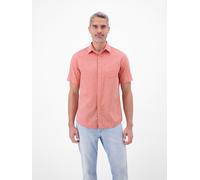 Kurzarmhemd LERROS "Unifarbenes Kurzarmhemd in Strukturqualität", Herren, Gr. XL, Normalgrößen, vivid rot, 80% Baumwolle, 20% Leinen, Hemden (75138234-XL) vivid rot