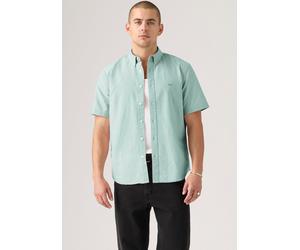 Kurzarmhemd LEVI'S "SS AUTHENTIC BUTTON DOWN", Herren, Gr. S, N-Gr, grün (gray mist), Web, Obermaterial: 70% Baumwolle, 30% Leinen, Hemden, mit kleiner Logostickerei auf der Brust (60589065-S) gray mi