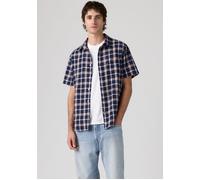 Kurzarmhemd LEVI'S "SUNSET 1 PKT STANDRD", Herren, Gr. S, N-Gr, sintra plaid v2 marineblaus, Web, Obermaterial: 43% Leinen, 34% Viskose, 23% Baumwolle, kariert, normal hüftbedeckend, Hemden Kurzarmhem