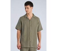 Kurzarmhemd LINDBERGH "Freizeithemd (Kurzarm) Regular Box Fit", Herren, Gr. 3XL, Normalgrößen, grün (dk khaki), Obermaterial: 100% Baumwolle, Hemden (96382222-XXXL) dk khaki