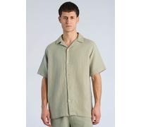 Kurzarmhemd LINDBERGH "Freizeithemd (Kurzarm) Regular Box Fit", Herren, Gr. L, Normalgrößen, beige (dusty olive), Obermaterial: 100% Baumwolle, Hemden (30649255-L) dusty olive