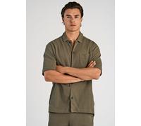 Kurzarmhemd LINDBERGH "Freizeithemd (Kurzarm) Regular Fit", Herren, Gr. L, Normalgrößen, grün (dk khaki), Obermaterial: 100% Baumwolle, Hemden (91256522-L) dk khaki