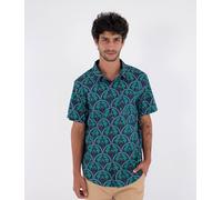 Black Hurley Printing Press Palm Short Sleeve Shirt Blau S Mann