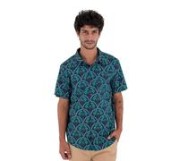 Black Hurley Printing Press Palm Short Sleeve Shirt Blau L Mann