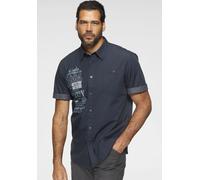 Kurzarmhemd MAN'S WORLD, Herren, Gr. M (39/40), N-Gr, blau (dunkelblau), Obermaterial: 100% Baumwolle, bedruckt, unifarben, bequem, abgestepptes Bündchen, Hemden, mit Print, Topseller (48968743-M) dun