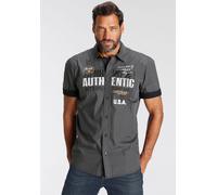 Kurzarmhemd MAN'S WORLD, Herren, Gr. M (39/40), N-Gr, grau, Web, Obermaterial: 100% Baumwolle, bedruckt, tailliert, abgestepptes Bündchen, Hemden, mit Brustprint (86530851-M) grau