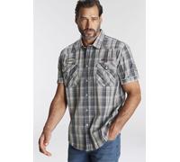 Kurzarmhemd MAN'S WORLD, Herren, Gr. S (37/38), N-Gr, weiß (blau, weiß, kariert), Web, Obermaterial: 100% Baumwolle, kariert, bequem normal, abgesteppt, Hemden, im Karodesign (558758-S) blau, weiß, ka