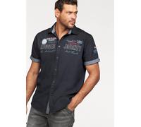 Kurzarmhemd MAN'S WORLD, Herren, Gr. XL (43/44), N-Gr, blau (nachtblau), Obermaterial: 100% Baumwolle, bedruckt, bequem, mit Knopf Umschlagbund, Hemden, mit Print und Aufnähern, Topseller (221100-XL)