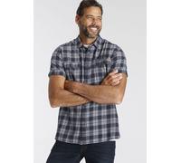 Kurzarmhemd MAN'S WORLD, Herren, Gr. XXL (45/46), N-Gr, blau (blau, orange), Web, Obermaterial: 100% Baumwolle, kariert, bequem, Hemden, mit kleinem Brustprint (35252341-XXL) blau, orange