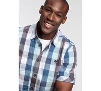 Kurzarmhemd MAN'S WORLD, Herren, Gr. XXXL (47/48), N-Gr, blau (blau, weiß, grau), Web, Obermaterial: 100% Baumwolle, kariert, bequem, abgesteppt kontrastfarben,krempelbar, Hemden, im Karomuster (68598