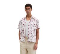 Kurzarmhemd MARC O'POLO "aus Bio-Baumwoll-Popeline", Herren, Gr. 3XL, Normalgrößen, medium rot, Obermaterial: 100% Baumwolle, bedruckt, regular fit normal, normaler Saum, Hemden (89213312-XXXL) medium