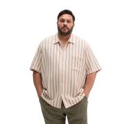 Kurzarmhemd MARC O'POLO "aus Bio-Baumwolle in Leno-Weave", Herren, Gr. 3XL, Normalgrößen, light beige, Obermaterial: 100% Baumwolle, gestreift, regular fit normal, normaler Saum, Hemden (29656550-XXXL